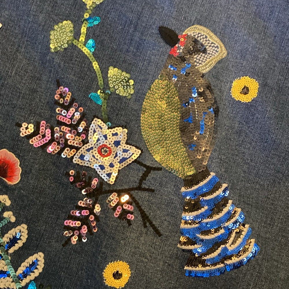 Denim skirt, adorable colorful sequin work EUC - Picture 4 of 7